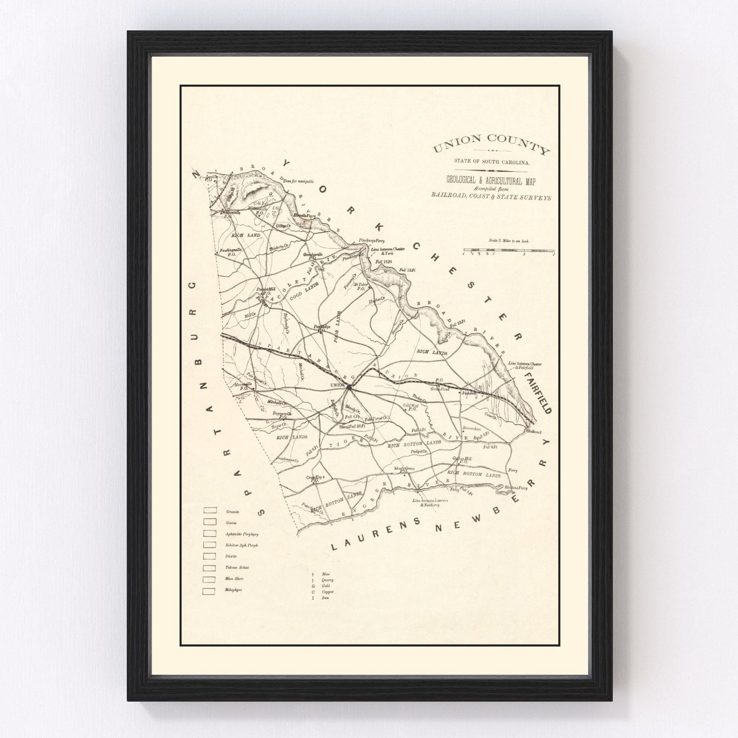 Vintage Map of Union County, South Carolina 1873
