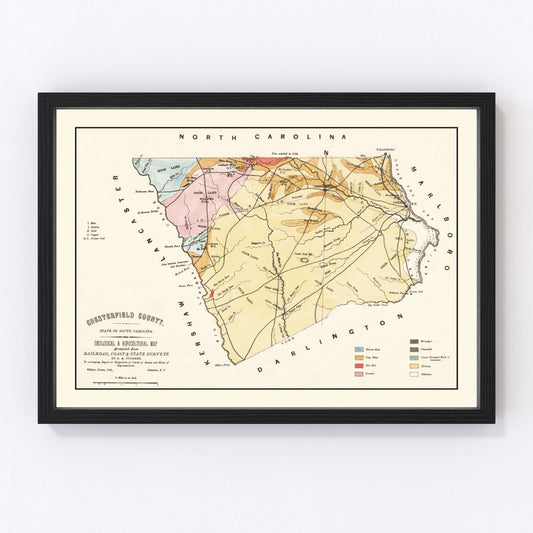Vintage Map of Chesterfield County, South Carolina 1873