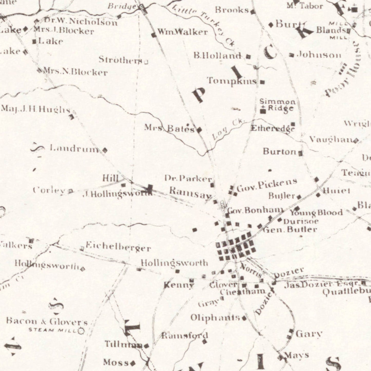 Vintage Map of Edgefield County, South Carolina 1871