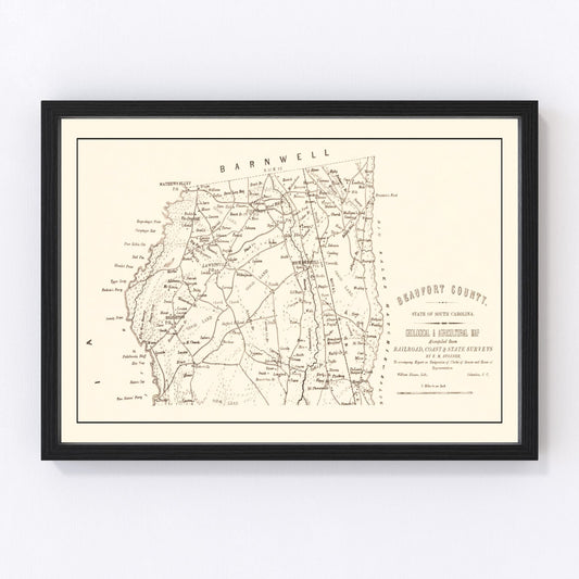 Vintage Map of Beaufort County, South Carolina 1880
