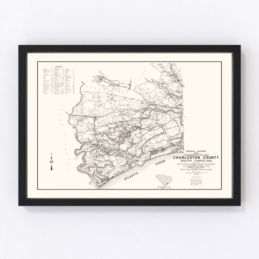 Vintage Map of Charleston County, South Carolina 1938