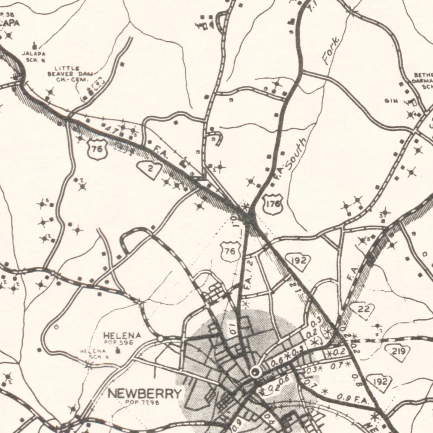Vintage Map of Newberry County, South Carolina 1938