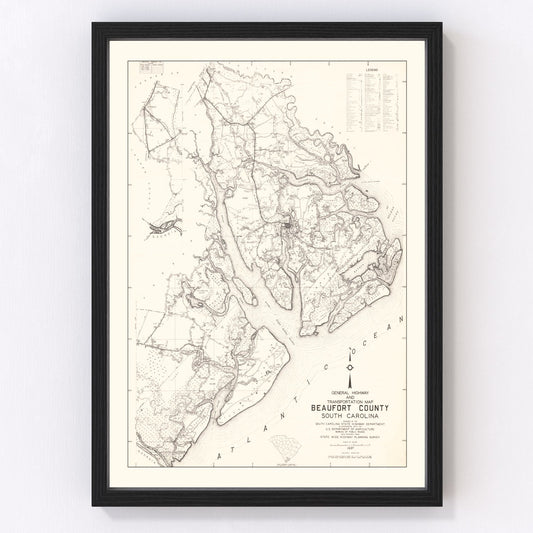Vintage Map of Beaufort County, South Carolina 1938