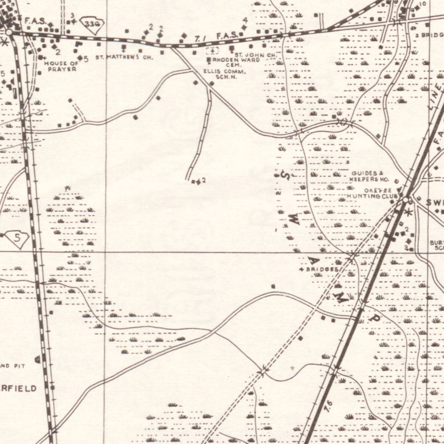 Vintage Map of Jasper County, South Carolina 1938