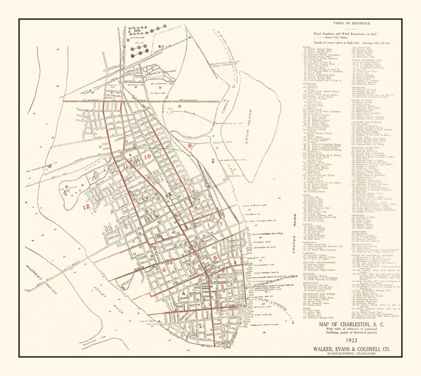 Vintage Map of Charleston, South Carolina 1922