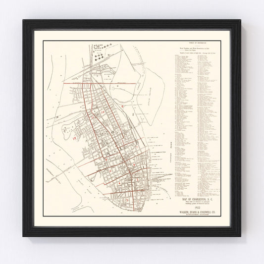 Vintage Map of Charleston, South Carolina 1922