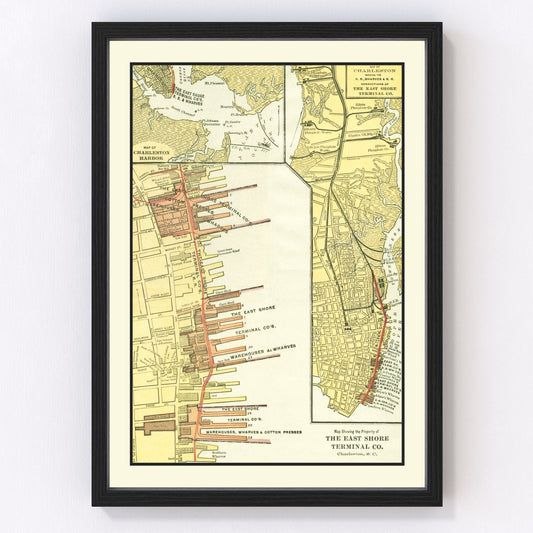 Vintage Map of Charleston, South Carolina 1920