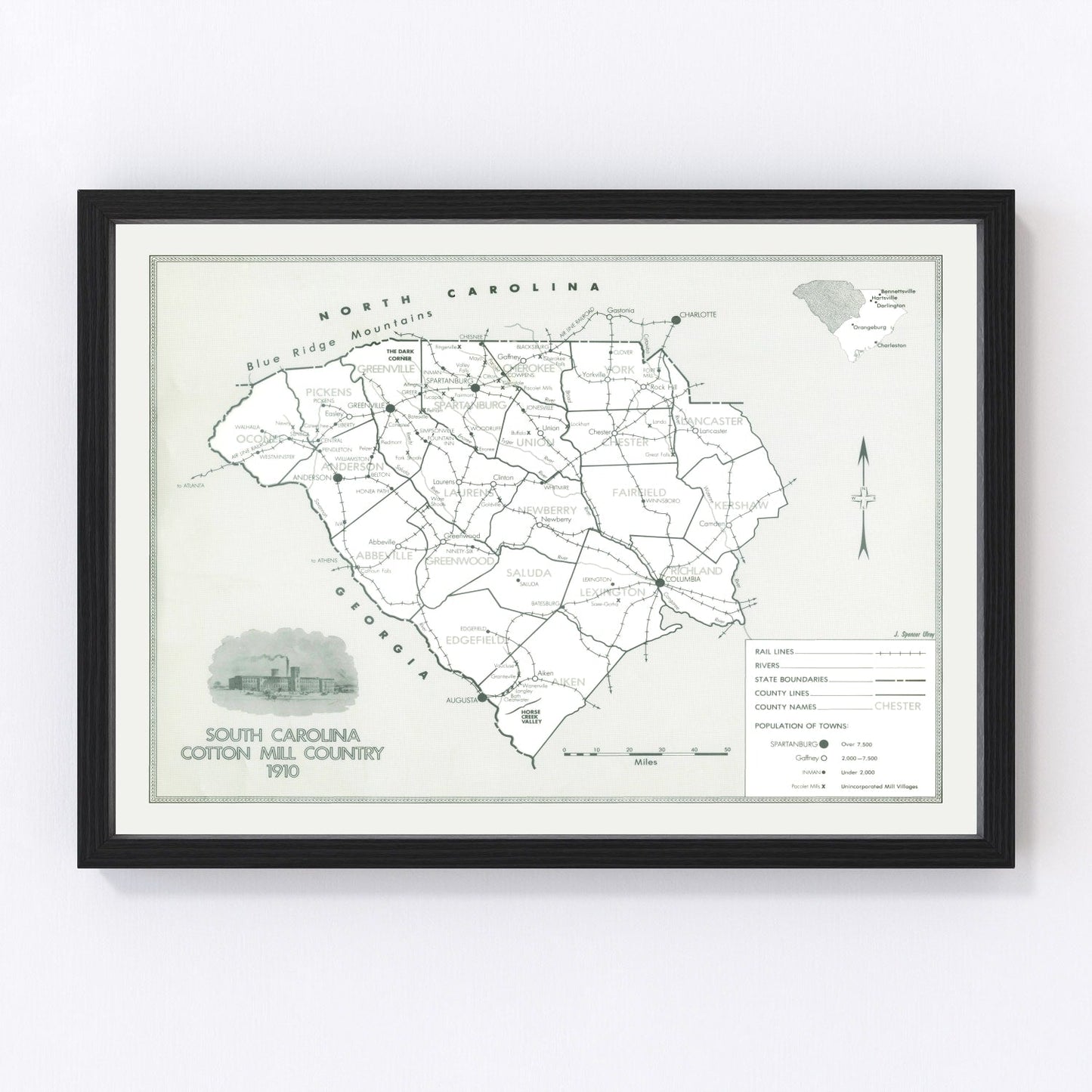 Vintage Map of South Carolina 1910