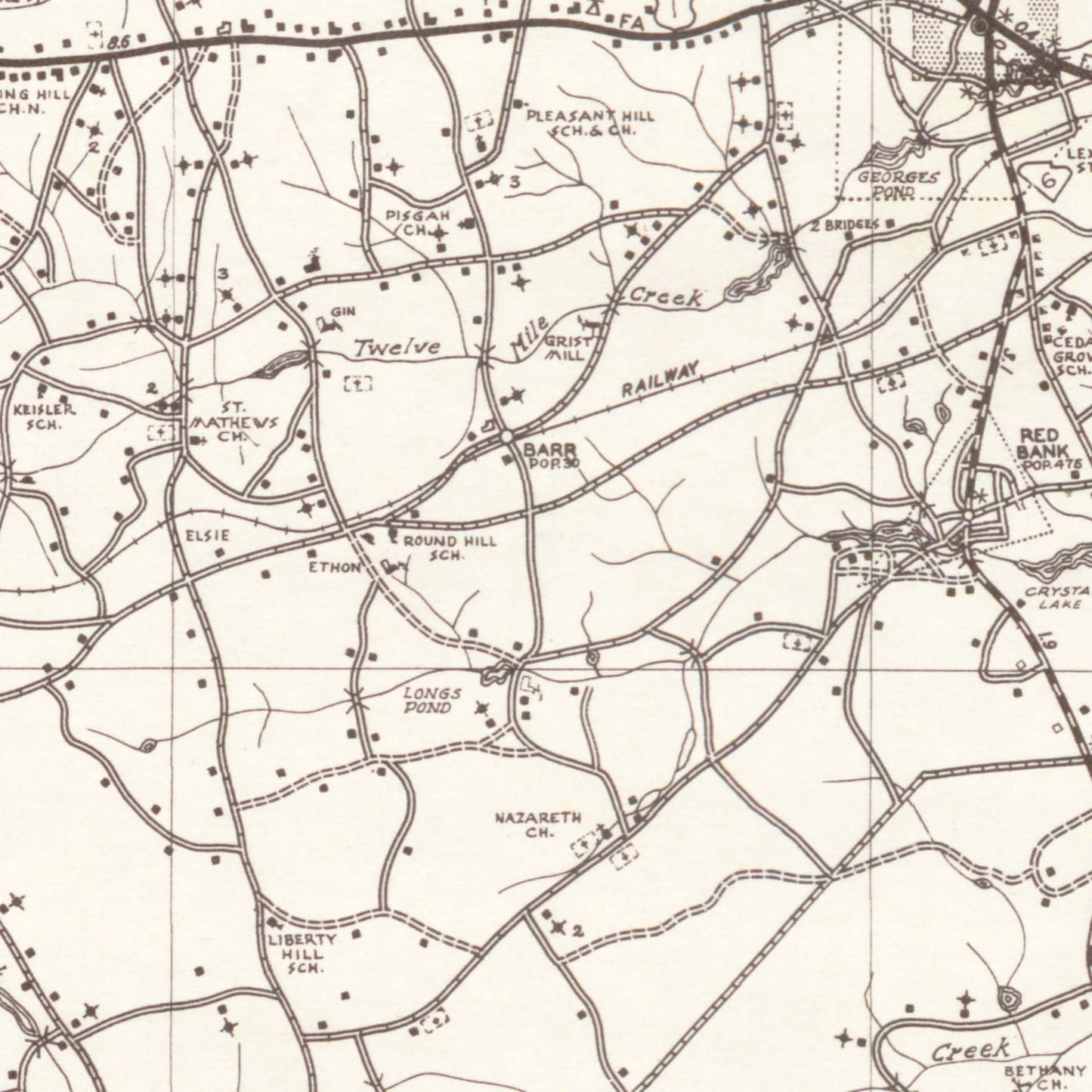 Vintage Map of Lexington County, South Carolina 1939