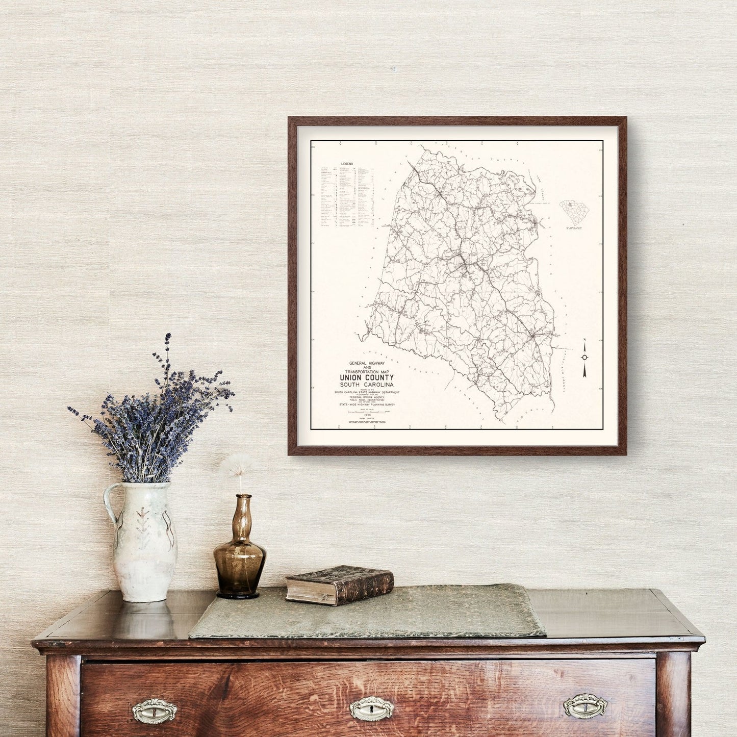 Vintage Map of Union County, South Carolina 1939