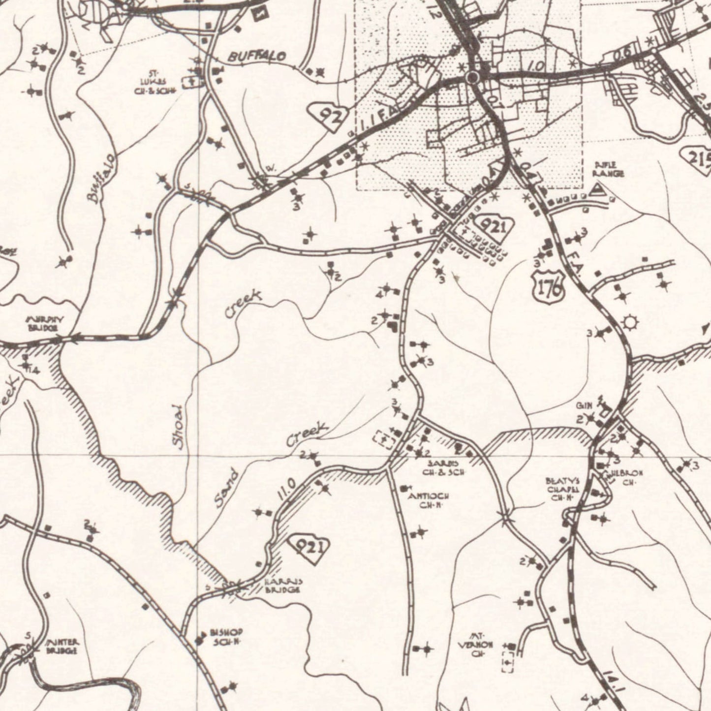 Vintage Map of Union County, South Carolina 1939