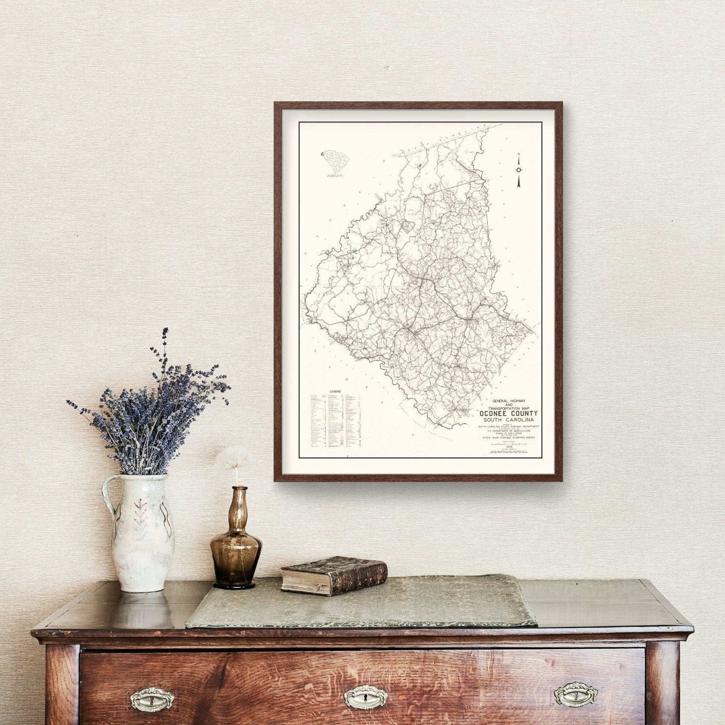 Vintage Map of Oconee County, South Carolina 1939