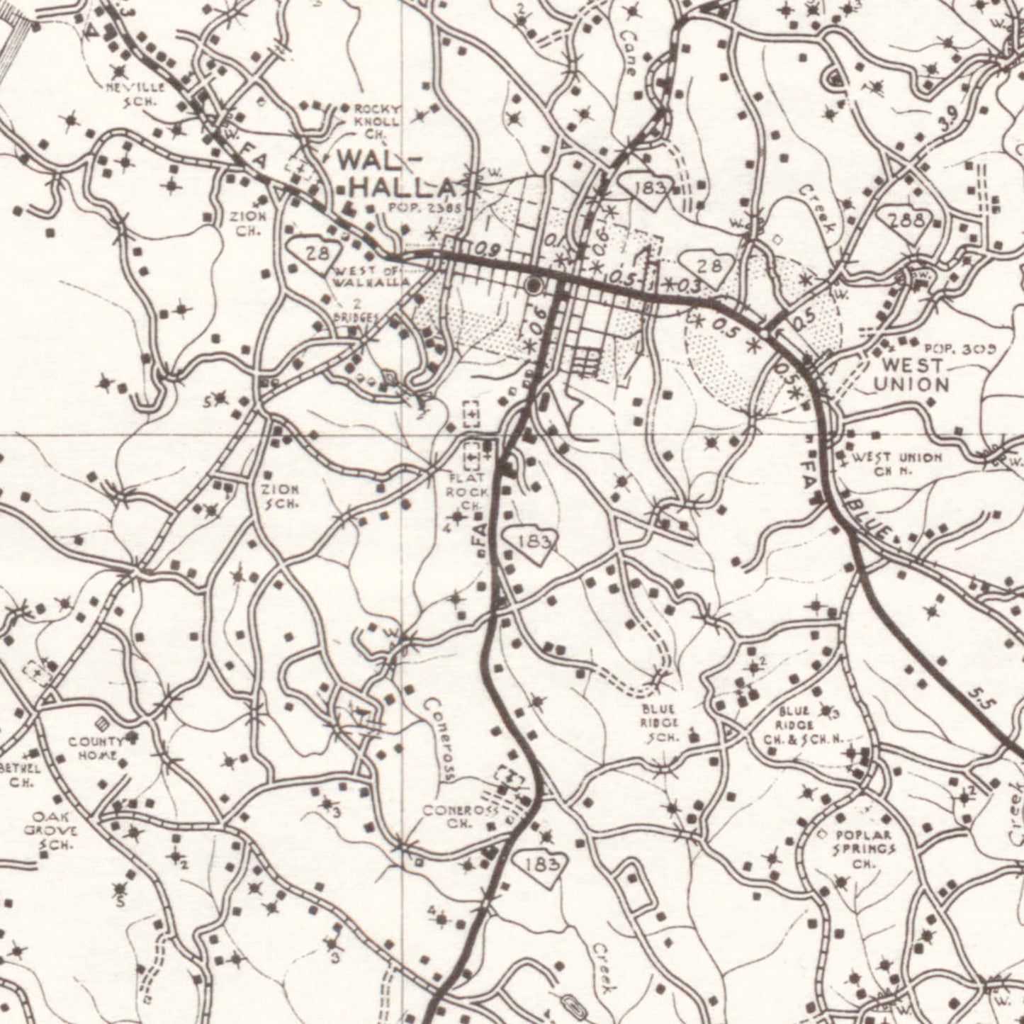 Vintage Map of Oconee County, South Carolina 1939