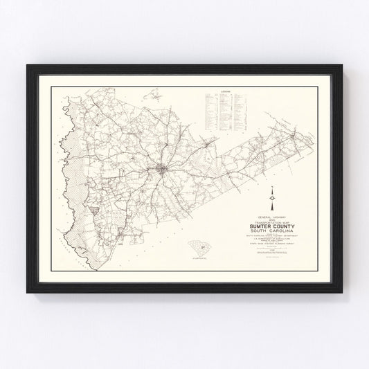 Vintage Map of Sumter County, South Carolina 1939