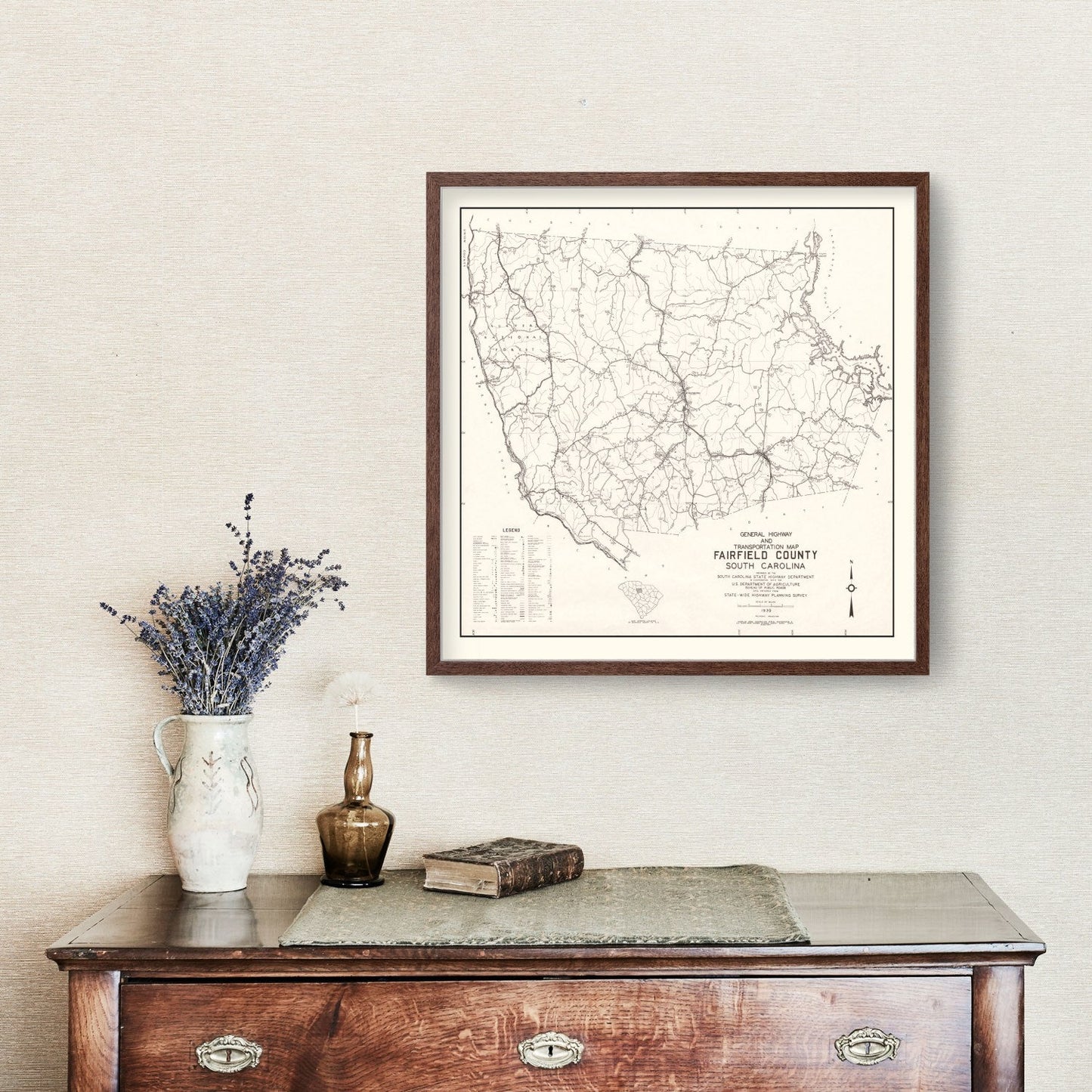 Vintage Map of Fairfield County, South Carolina 1939