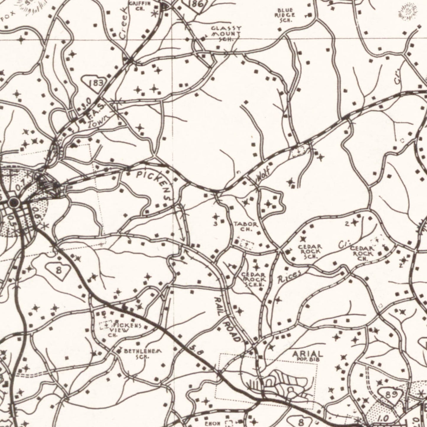 Vintage Map of Pickens County, South Carolina 1939