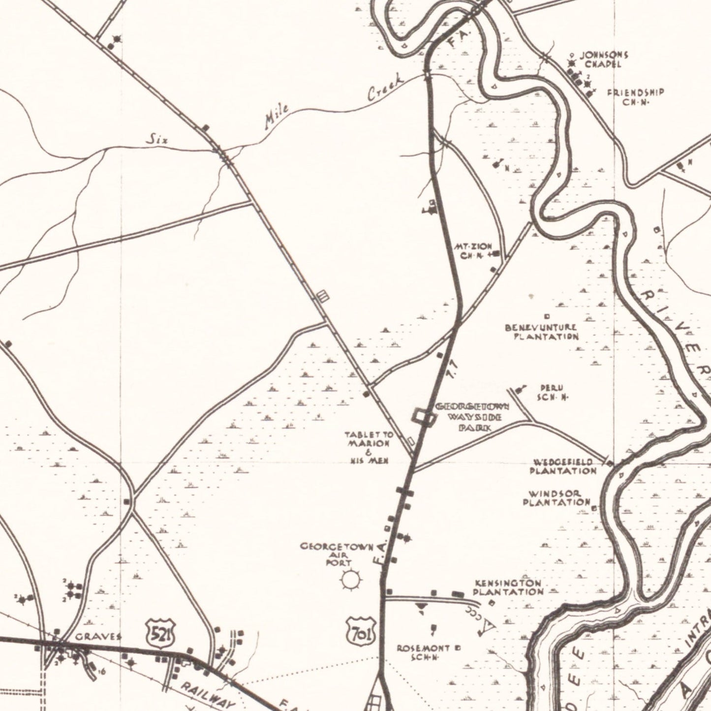Vintage Map of Georgetown County, South Carolina 1939