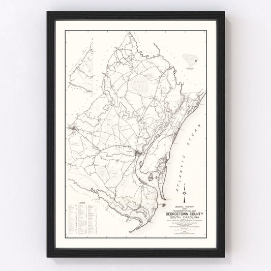 Vintage Map of Georgetown County, South Carolina 1939
