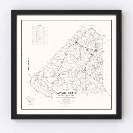 Vintage Map of Barnwell County, South Carolina 1939