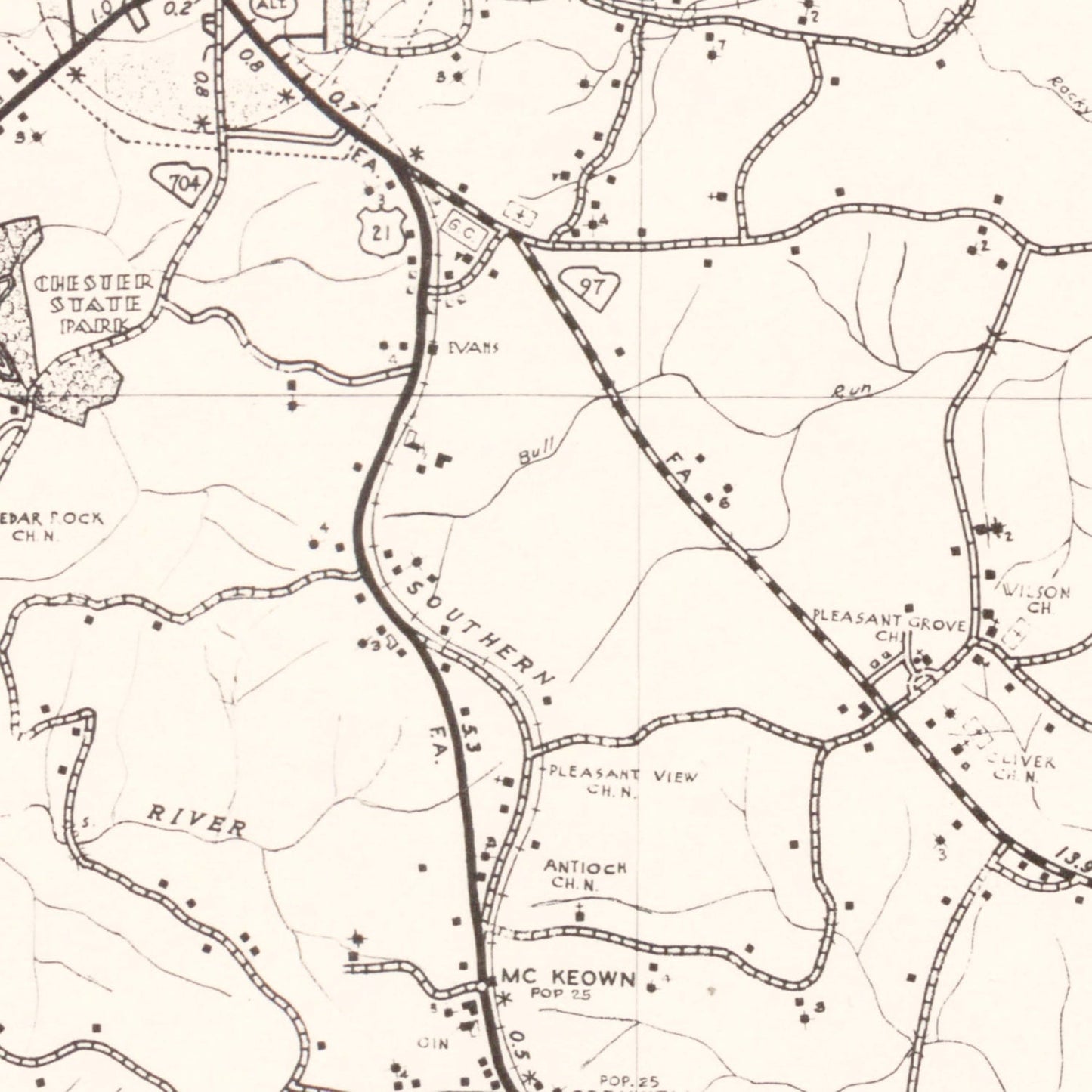 Vintage Map of Chester County, South Carolina 1938