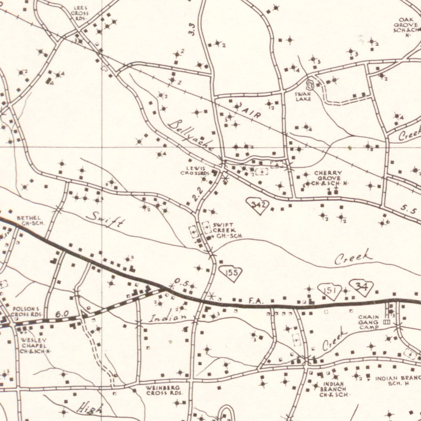 Vintage Map of Darlington County, South Carolina 1938