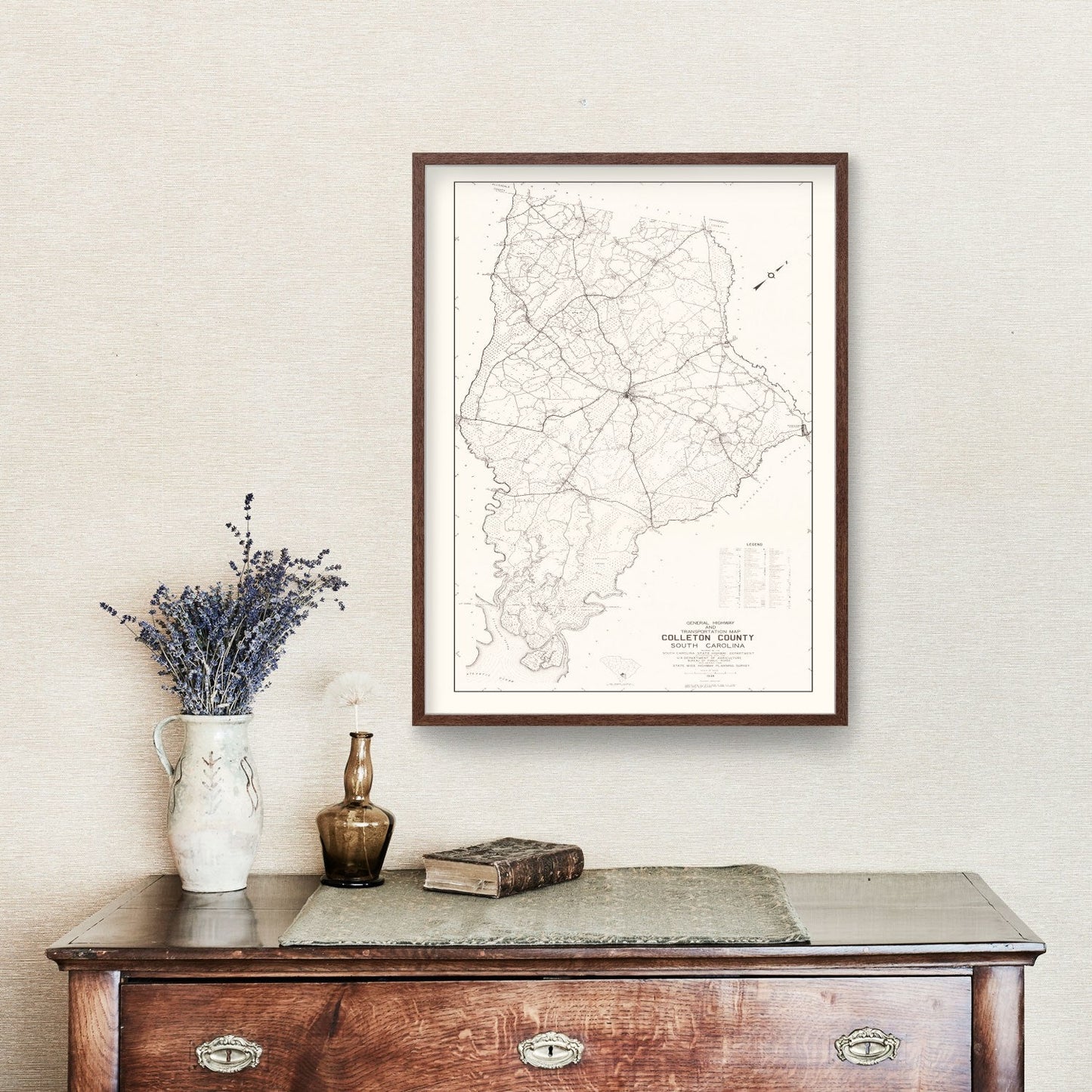 Vintage Map of Colleton County, South Carolina 1938