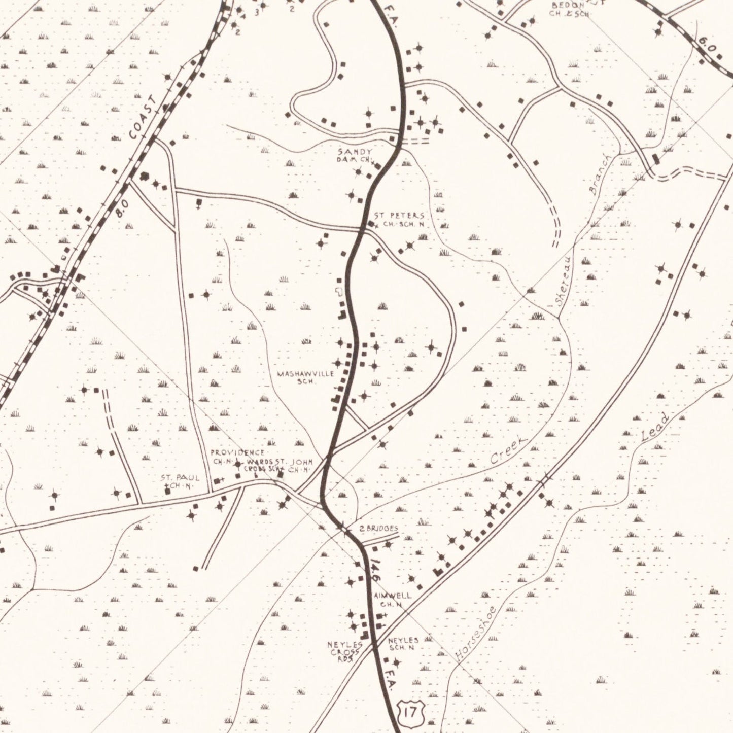 Vintage Map of Colleton County, South Carolina 1938