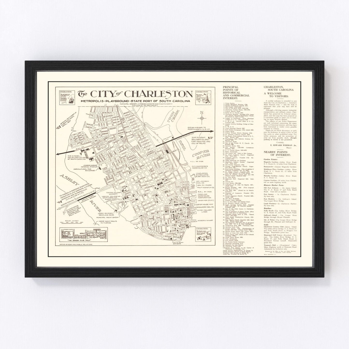 Vintage Map of Charleston, South Carolina 1946