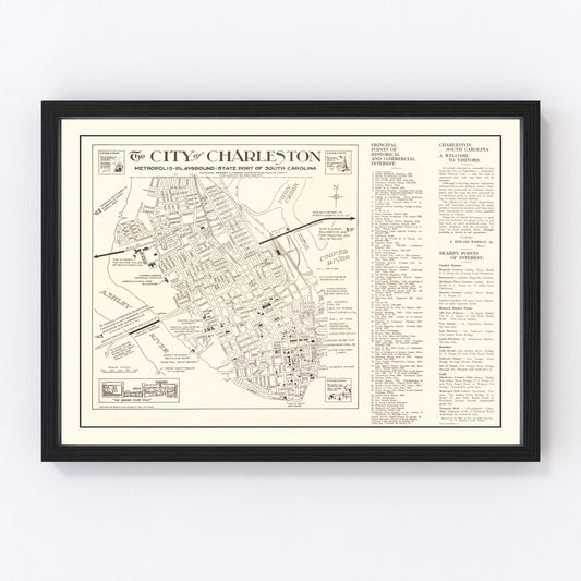 Vintage Map of Charleston, South Carolina 1946