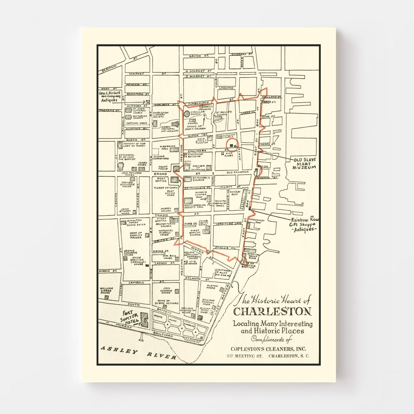 Vintage Map of Charleston, South Carolina 1946