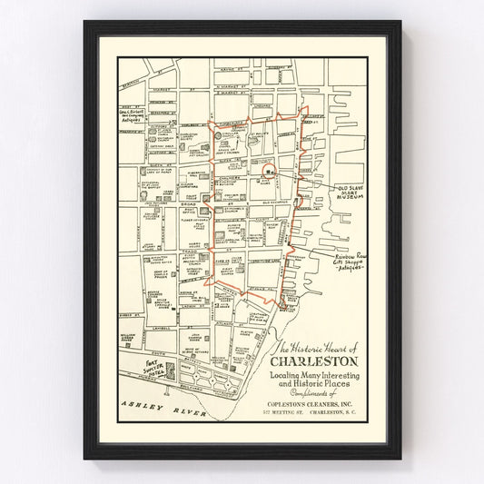 Vintage Map of Charleston, South Carolina 1946