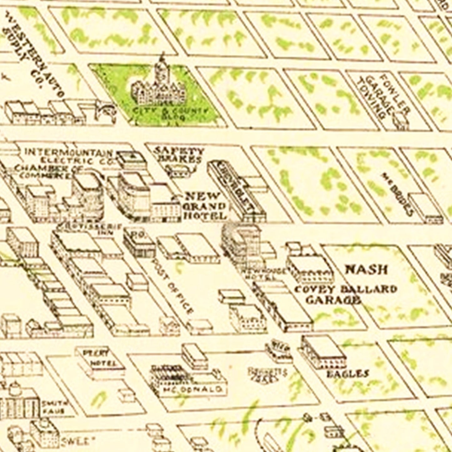 Vintage Map of Salt Lake City, Utah 1926
