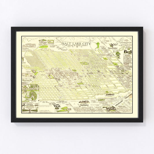 Vintage Map of Salt Lake City, Utah 1926