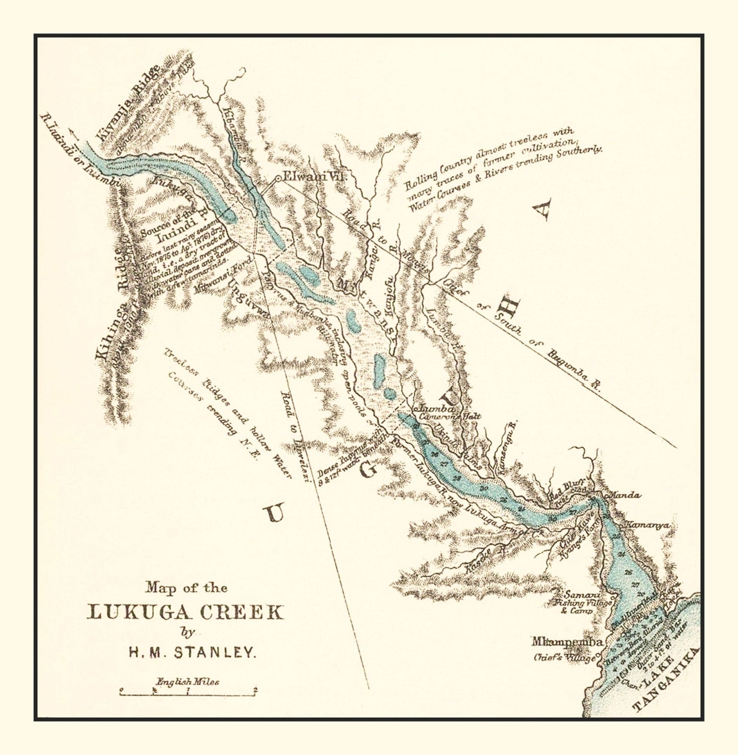 Vintage Lake Tanganika Map 1878