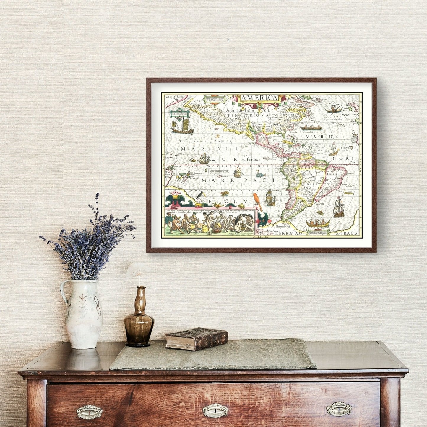 Vintage Map of America 1606
