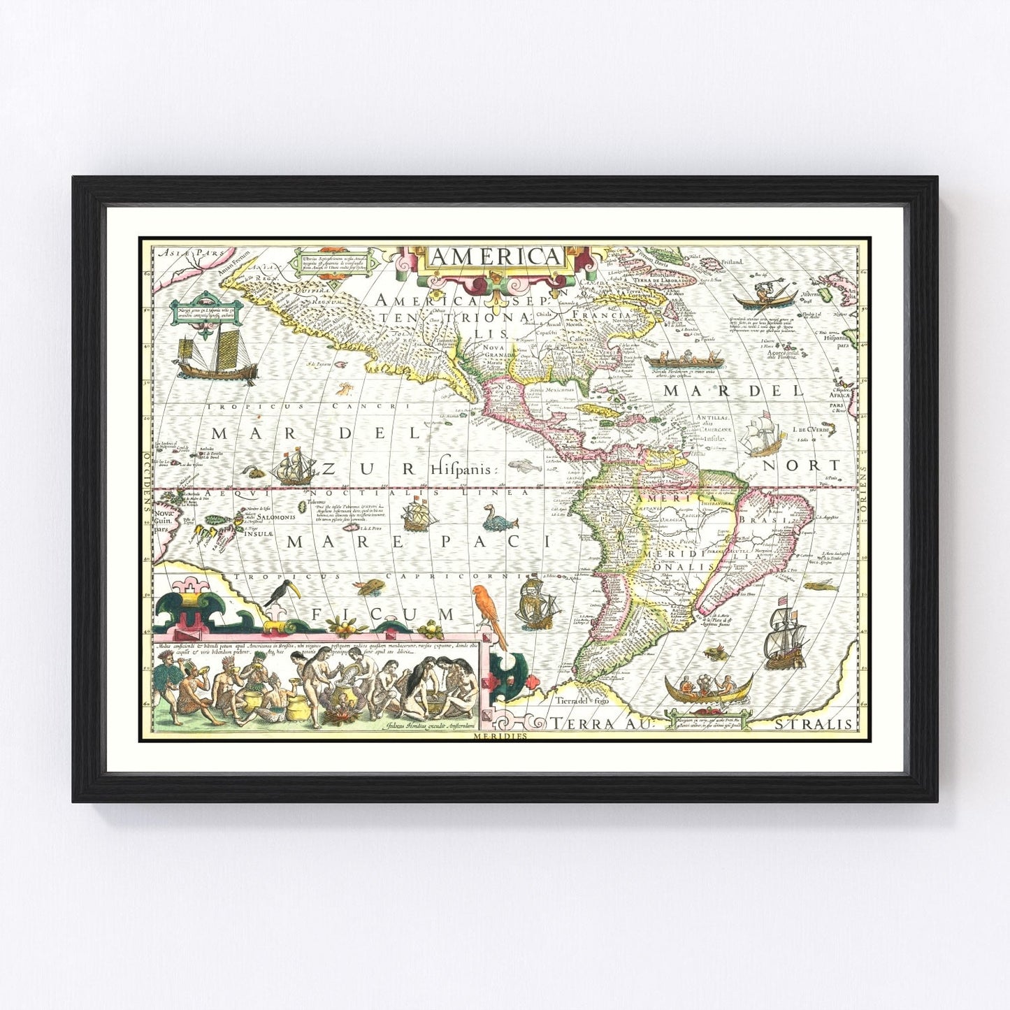 Vintage Map of America 1606