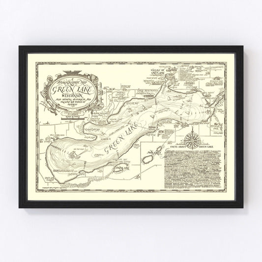 Vintage Green Lake, WI Map 1945
