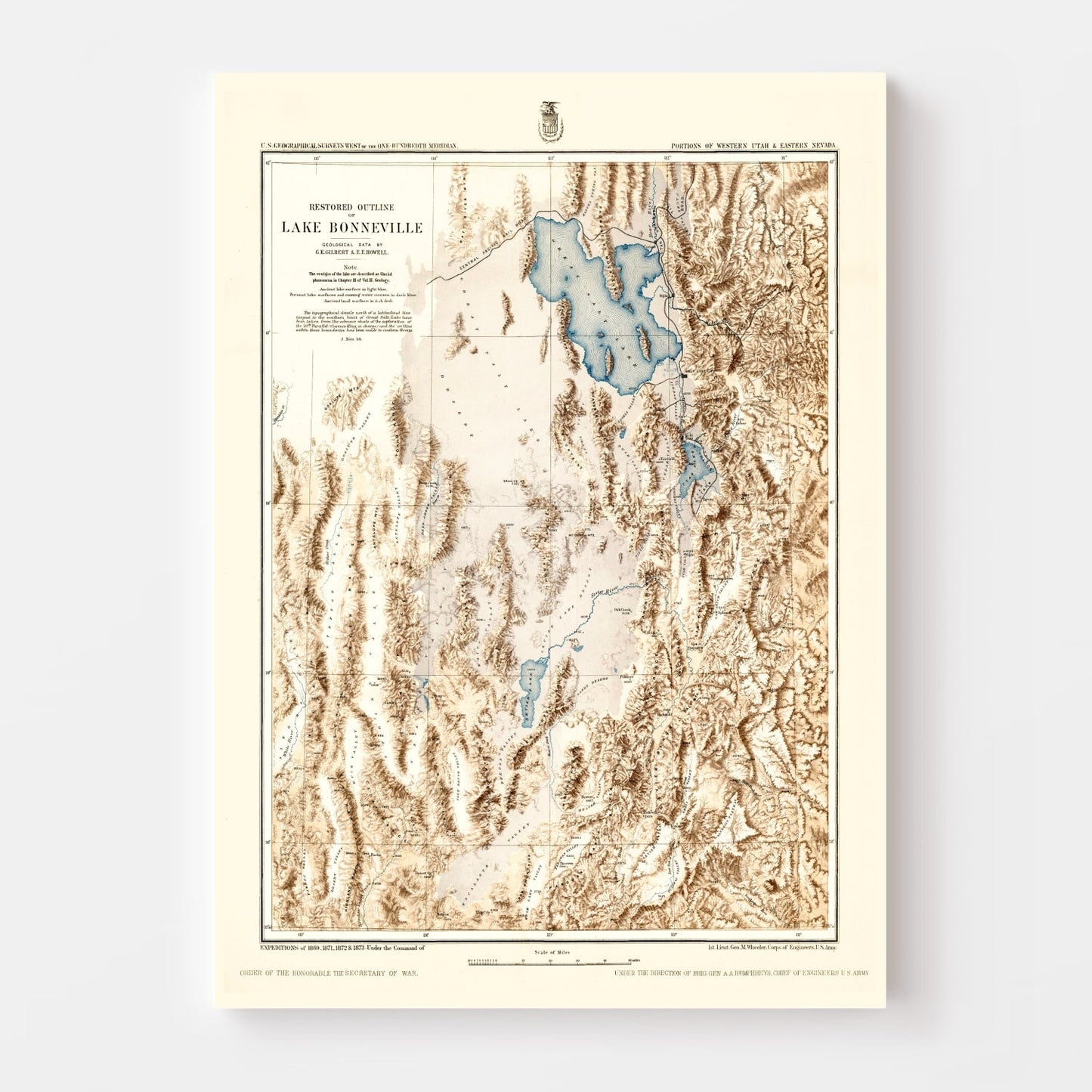 Vintage Lake Bonneville Map 1877