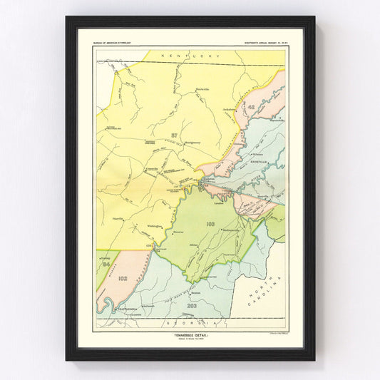 Vintage Cherokee Treaty Cessions Map 1897