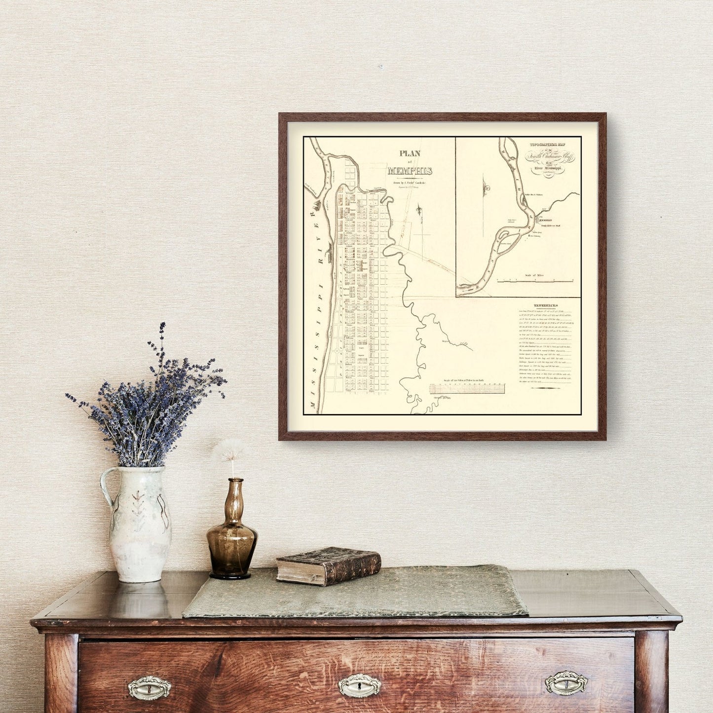 Vintage Map of Memphis, Tennessee 1865