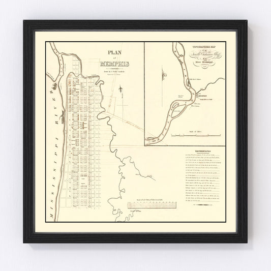 Vintage Map of Memphis, Tennessee 1865