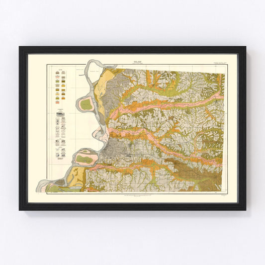 Vintage Map of Shelby County, Tennessee 1916