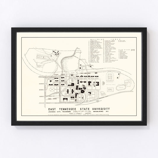 Vintage East Tennessee State University Map 1935