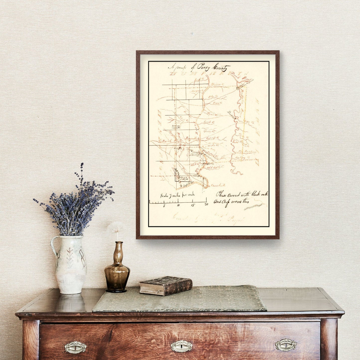 Vintage Map of Perry County, Tennessee 1842