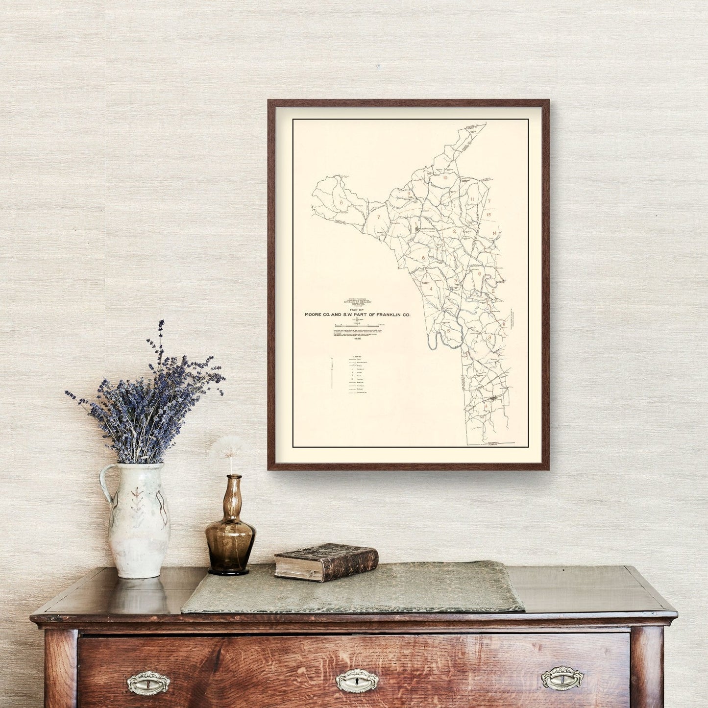 Vintage Map of Moore County, Tennessee 1935