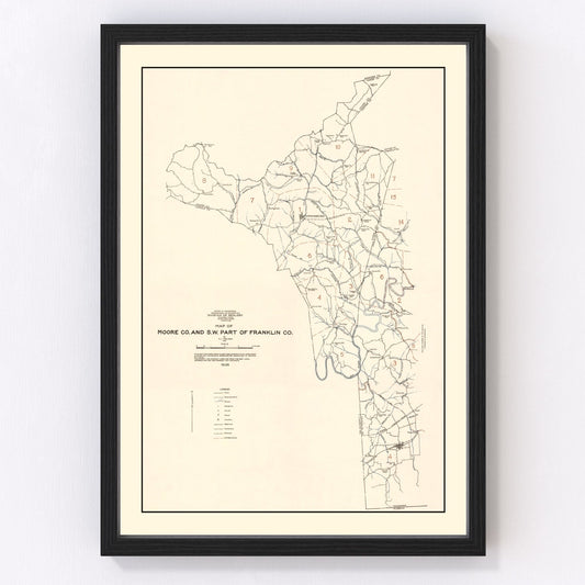 Vintage Map of Moore County, Tennessee 1935