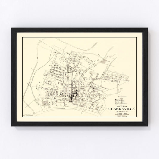 Vintage Map of Clarksville, Tennessee 1938