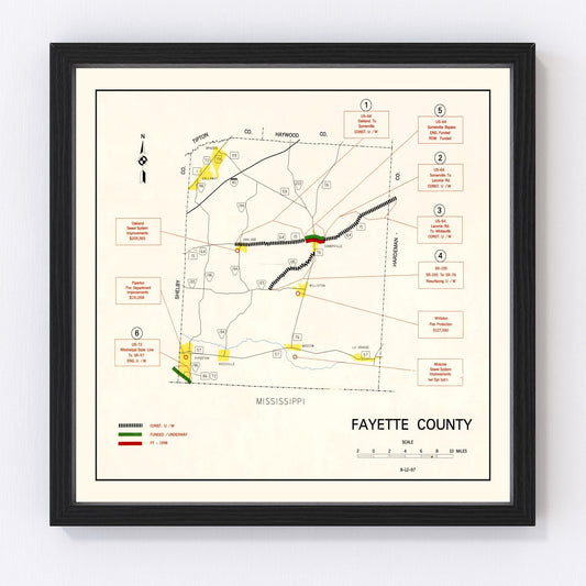 Vintage Map of Fayette County, Tennessee 1997