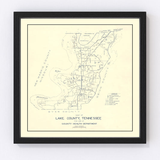 Vintage Map of Lake County, Tennessee 1930