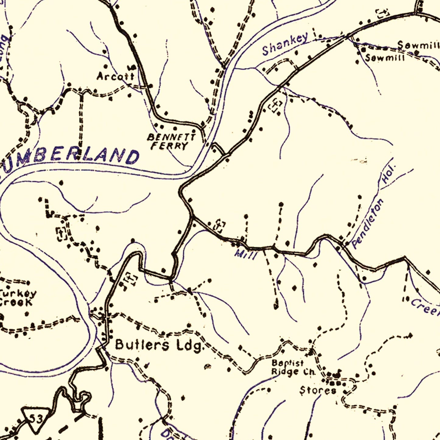 Vintage Map of Clay County, Tennessee 1938
